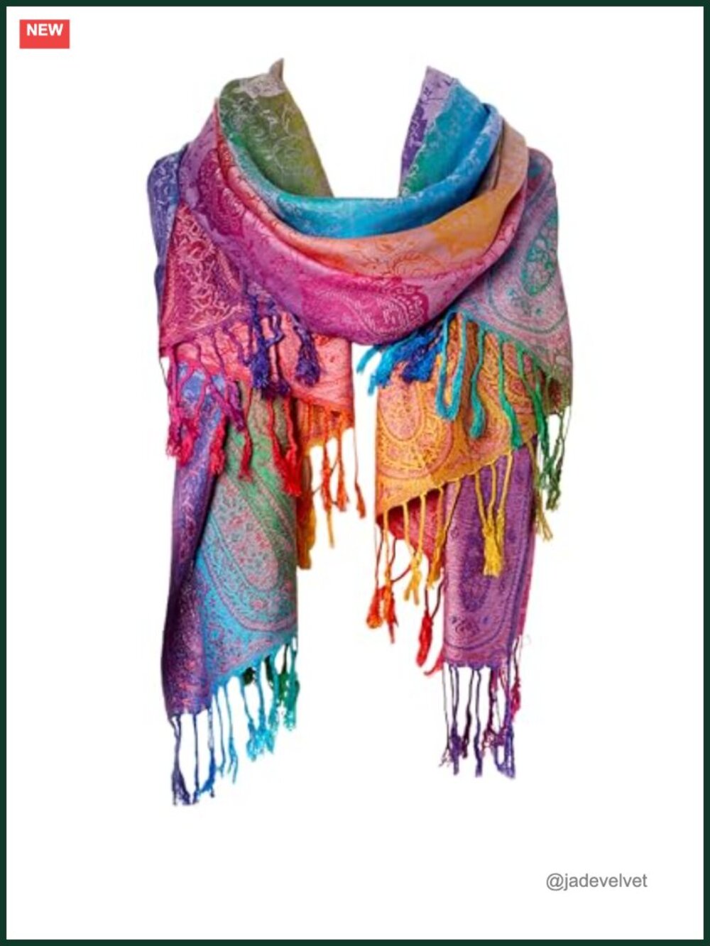 Women's Silk Scarf Luxury Satin Shawl Wrap Fringed Watercolor 72x27